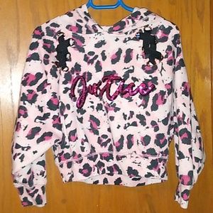 🐆Pink Cheetah Print Justice Hoodie Girls Size XS (5/6)